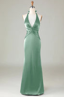 Laden Sie das Bild in den Galerie-Viewer, Meerjungfrau Neckholder Dunkelgrünes Brautjungfernkleid