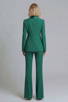 Zweiteilige frische Smaragd-Schal-Revers Doppelreihige Frauen-Arbeitsanzüge