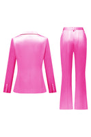 Laden Sie das Bild in den Galerie-Viewer, Grau Rosa Peak Revers Satin Slim Fit Damen Anzüge