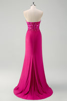 Laden Sie das Bild in den Galerie-Viewer, Glitzerndes Grünes Meerjungfrauen Korsett Langes Ballkleid mit Schlitz