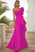 Laden Sie das Bild in den Galerie-Viewer, Schwarzes Einschultriges Ballkleid mit Rüschen