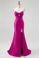 Laden Sie das Bild in den Galerie-Viewer, Trägerloses Pailletten Schwarzes Korsett Meerjungfrau Ballkleid