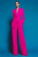 Laden Sie das Bild in den Galerie-Viewer, Rote 2-teilige Damen Ballanzüge mit gekerbtem Revers und Taschen