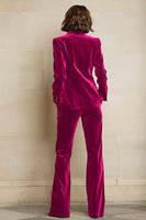 Laden Sie das Bild in den Galerie-Viewer, Samt 2-teilige Einreihige Damenanzüge mit pflaumenfarbenem Spitzrevers