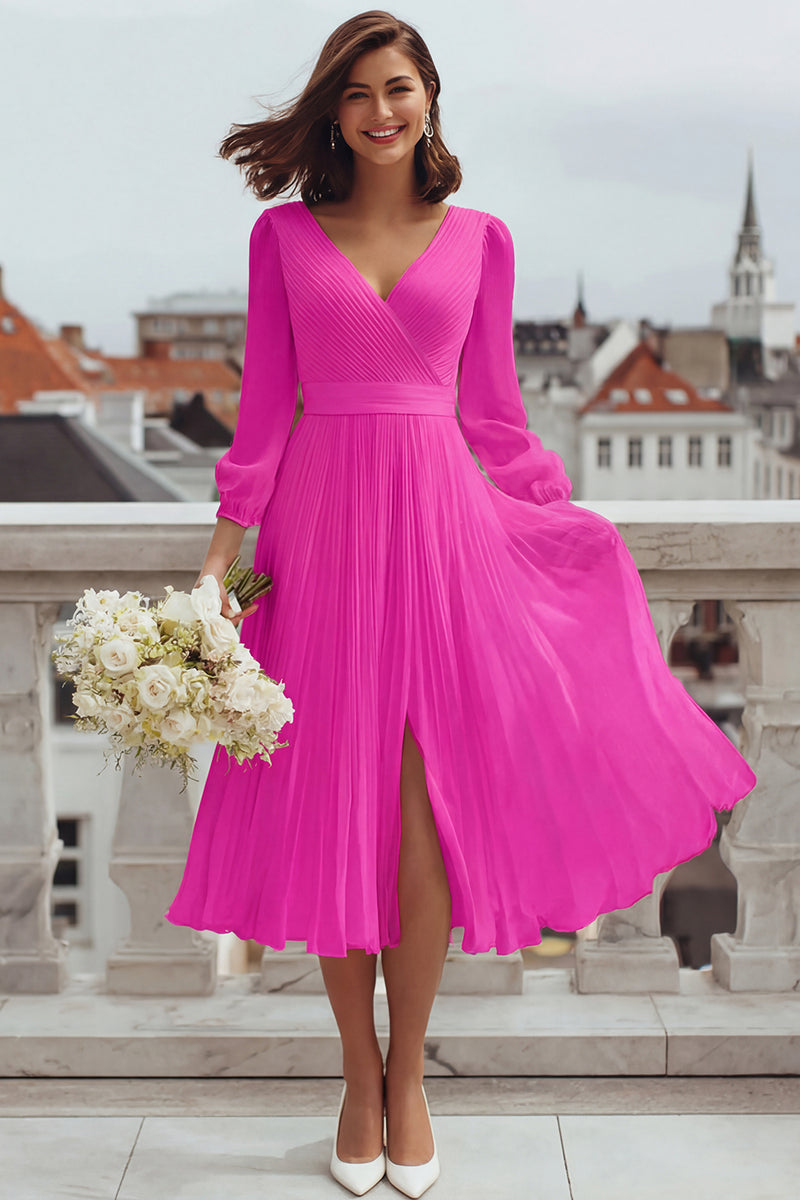 Laden Sie das Bild in den Galerie-Viewer, Elfenbein A Linie V-Ausschnitt Standesamt Kleid mit Schlitz