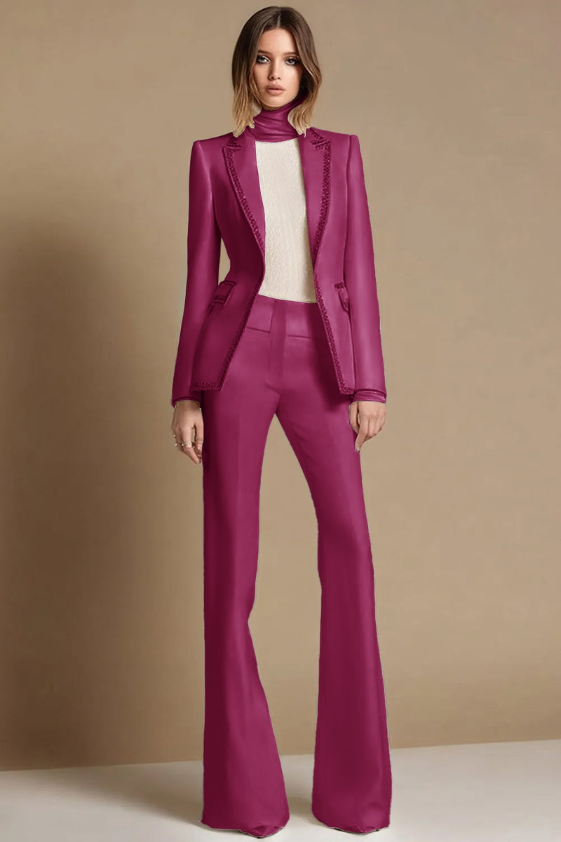 Laden Sie das Bild in den Galerie-Viewer, 2-teilige Glitzernde Weiße Ballanzüge mit Spitzrevers und Perlenstickerei