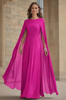 Laden Sie das Bild in den Galerie-Viewer, Marineblaues Meerjungfrauen Chiffon Langes Kleid der Brautmutter mit Umhang