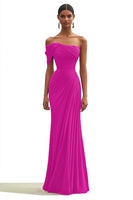 Laden Sie das Bild in den Galerie-Viewer, Meerjungfrau Dunkelgrünes Einschulteriges Plissiertes Langes Abendkleid