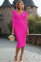 Laden Sie das Bild in den Galerie-Viewer, Weißes Etui Langarm Midi Standesamtkleid