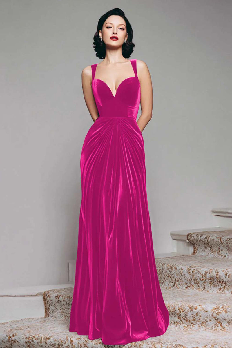 Laden Sie das Bild in den Galerie-Viewer, Schwarzes Langes Ballkleid in A-Linie aus Samt