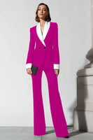 Laden Sie das Bild in den Galerie-Viewer, 2-teilige Business-Anzüge mit schwarzem Schal mit Schlagbein und Revers