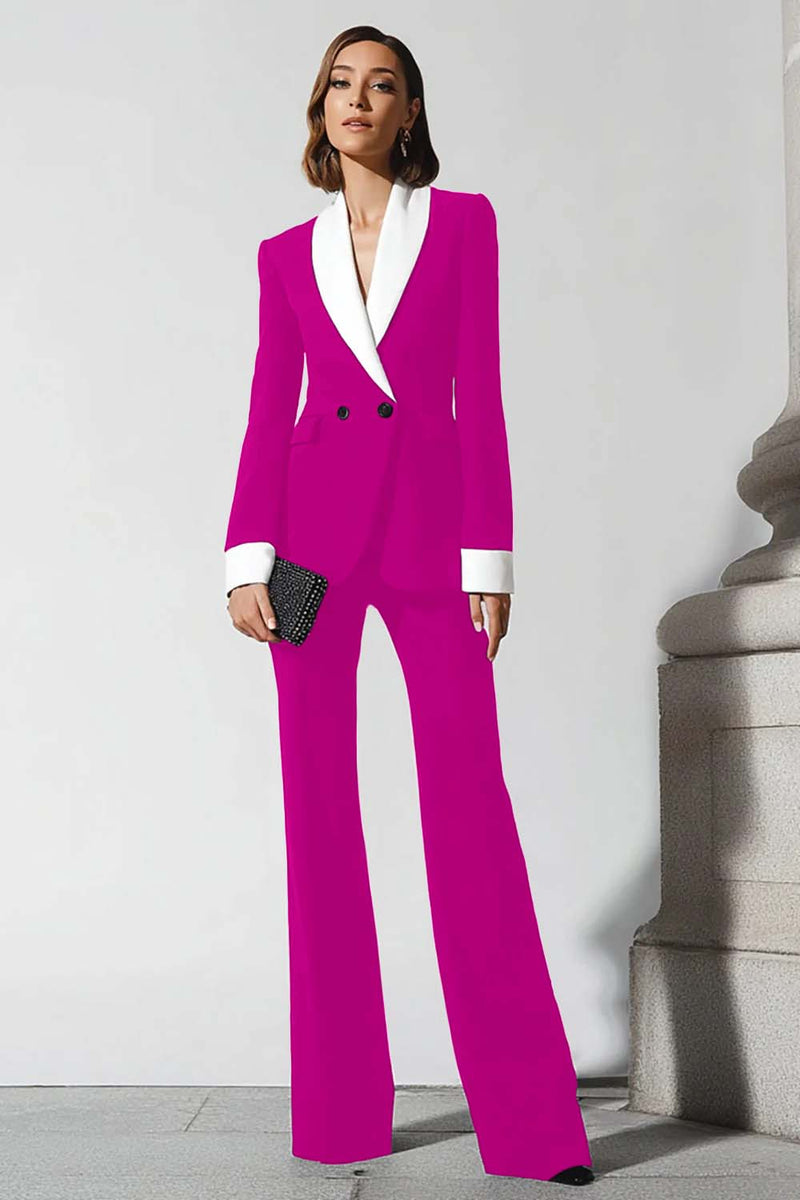 Laden Sie das Bild in den Galerie-Viewer, 2-teilige Business-Anzüge mit schwarzem Schal mit Schlagbein und Revers