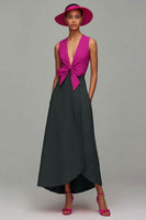 Laden Sie das Bild in den Galerie-Viewer, Orange und Fuchsia A-Linie Abendkleid mit V-Ausschnitt