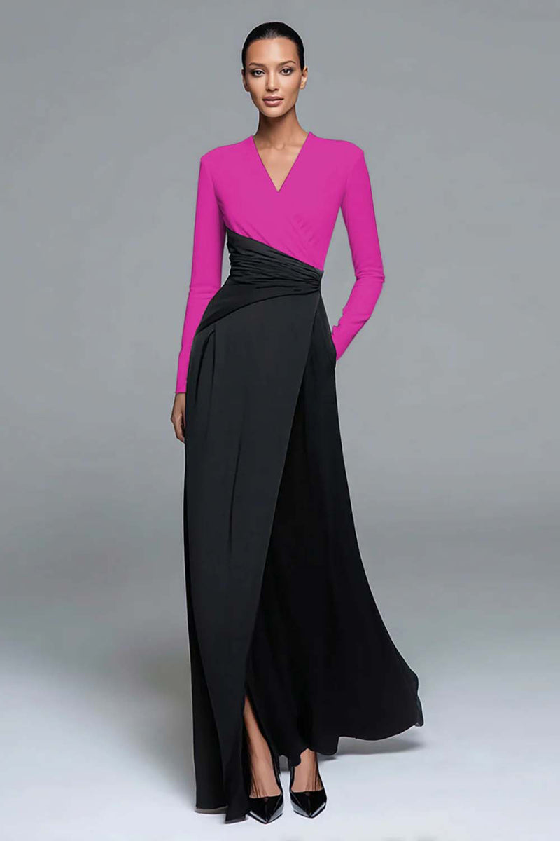 Laden Sie das Bild in den Galerie-Viewer, Schwarz-weißes Formelles Kleid in A-Linie mit V-Ausschnitt