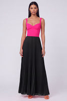 Laden Sie das Bild in den Galerie-Viewer, Orange-Fuchsia A-Linie plissiertes Maxikleid