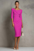 Laden Sie das Bild in den Galerie-Viewer, Elfenbein Gerafftes Midi Arbeitskleid mit kurzen Ärmeln