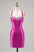 Laden Sie das Bild in den Galerie-Viewer, Korsett Satin Bodycon Dunkelgrünes Cocktailkleid