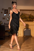 Laden Sie das Bild in den Galerie-Viewer, Rotes Roaring 20s Gatsby Fransen Flapper Kleid