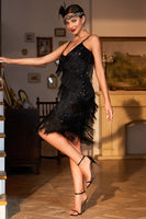 Laden Sie das Bild in den Galerie-Viewer, Weißes Roaring 20s Gatsby Fransen Flapper Kleid