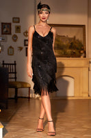 Laden Sie das Bild in den Galerie-Viewer, Rotes Roaring 20s Gatsby Fransen Flapper Kleid