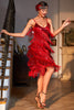 Laden Sie das Bild in den Galerie-Viewer, Rotes Roaring 20s Gatsby Fransen Flapper Kleid