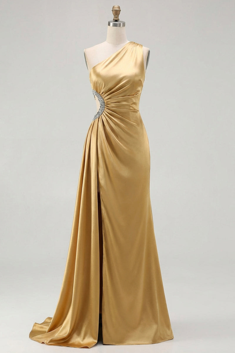Laden Sie das Bild in den Galerie-Viewer, Schwarzes Langes Ballkleid mit einer Schulter und Schlitz