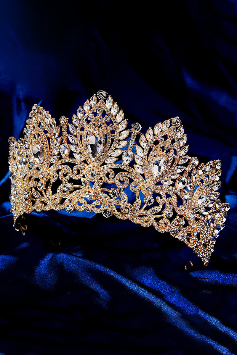 Laden Sie das Bild in den Galerie-Viewer, Luxus Kristallkrone Goldenes Diadem für Ballköniginnen