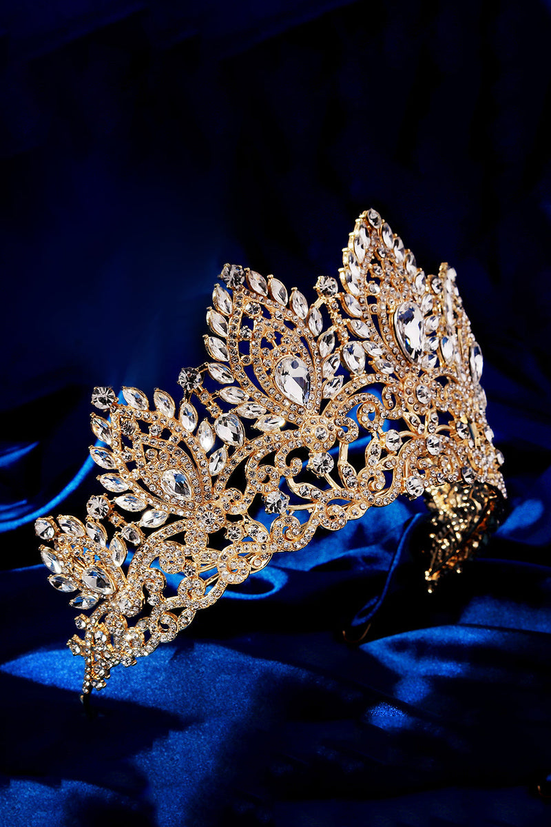 Laden Sie das Bild in den Galerie-Viewer, Luxus Kristallkrone Goldenes Diadem für Ballköniginnen