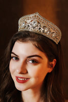 Laden Sie das Bild in den Galerie-Viewer, Luxuriöse Kristallprinzessin Goldene Kronen-Tiara