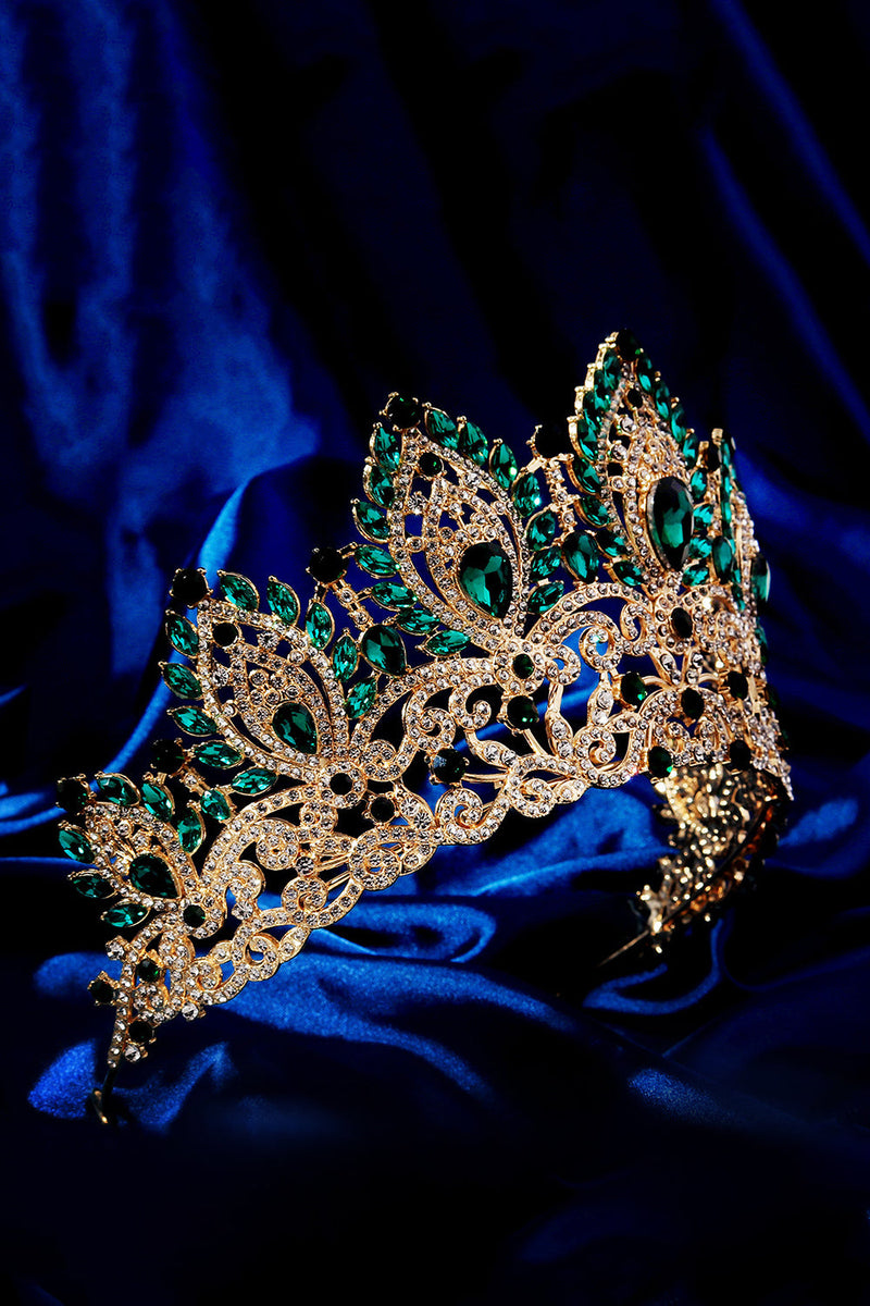 Laden Sie das Bild in den Galerie-Viewer, Luxus Kristallkrone Goldenes Diadem für Ballköniginnen