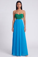 Laden Sie das Bild in den Galerie-Viewer, A-Linie pink-orange-Sweetheart plissiertes Maxi-Kleid