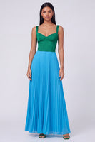 Laden Sie das Bild in den Galerie-Viewer, Orange-Fuchsia A-Linie plissiertes Maxikleid