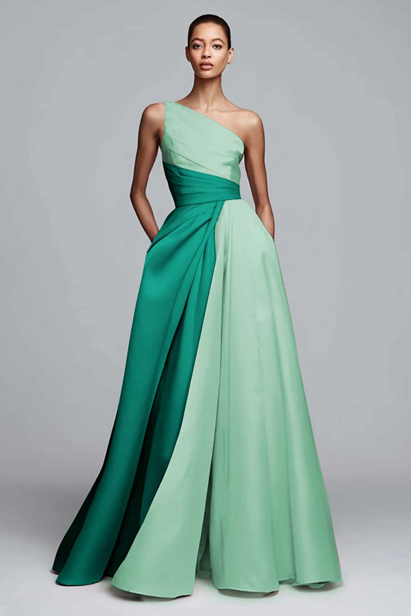 Laden Sie das Bild in den Galerie-Viewer, Einschulteriges Rosa Gerafftes Ballkleid in A-Linie