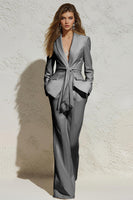 Laden Sie das Bild in den Galerie-Viewer, Weiße 2-teilige Business-Anzüge mit gerafftem Revers und Schärpe