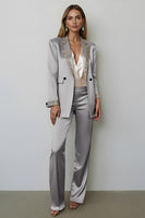 Laden Sie das Bild in den Galerie-Viewer, Funkelndes Dunkelgoldenes Spitzenrevers 2-teilige Damen Ballanzüge