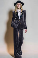 Laden Sie das Bild in den Galerie-Viewer, Burgunder 2-teilige Einreihige Ballanzüge aus Samt mit Spitzrevers