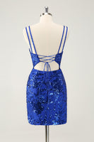 Laden Sie das Bild in den Galerie-Viewer, Wunderschönes Hot Pink Bodycon Kurzes Abiballkleid mit Schlitz