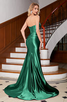 Laden Sie das Bild in den Galerie-Viewer, Funkelndes Mermaid Fuchsia Korsett Ballkleid mit Schlitz