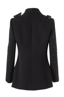 Laden Sie das Bild in den Galerie-Viewer, Schwarzer Bestückter Einknopf Schalblazer mit Revers
