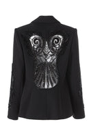 Laden Sie das Bild in den Galerie-Viewer, Schwarzer Einknopf Pailletten Schal Revers Blazer mit Perlen