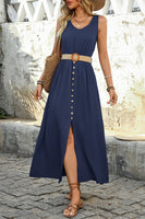 Laden Sie das Bild in den Galerie-Viewer, Armeegrünes A-Linien-Sommerkleid mit Gürtel