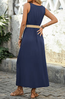 Laden Sie das Bild in den Galerie-Viewer, Armeegrünes A-Linien-Sommerkleid mit Gürtel