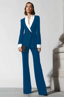 Laden Sie das Bild in den Galerie-Viewer, 2-teilige Business-Anzüge mit schwarzem Schal mit Schlagbein und Revers