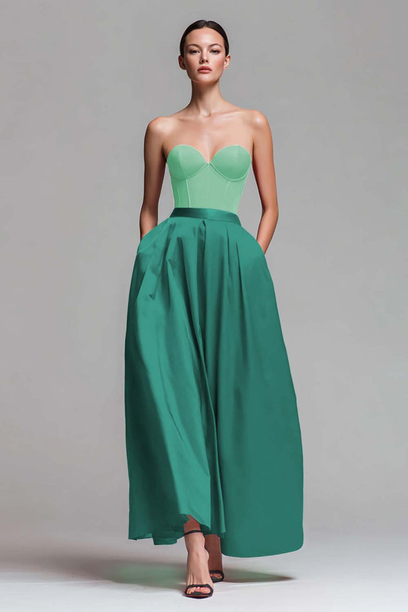 Laden Sie das Bild in den Galerie-Viewer, A-Linie Trägerloses Rotes und Fuchsia Korsett Abendkleid