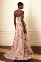 Laden Sie das Bild in den Galerie-Viewer, Lila Trägerloses Appliziertes Langes Ballkleid in A-Linie mit 3D-Blumen
