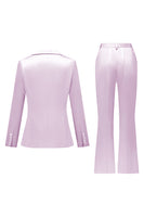 Laden Sie das Bild in den Galerie-Viewer, Grau Rosa Peak Revers Satin Slim Fit Damen Anzüge