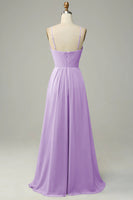 Laden Sie das Bild in den Galerie-Viewer, Spaghettiträger Ärmelloses Wüstenrose Brautjungfernkleid