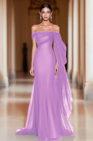 Laden Sie das Bild in den Galerie-Viewer, Schulterfreies Cabernet Meerjungfrau Tüll Langes Militär-Ballkleid