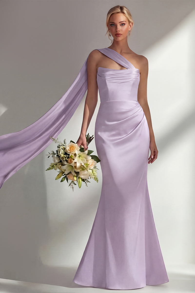Laden Sie das Bild in den Galerie-Viewer, Bordeauxrotes Trägerloses Meerjungfrauen Satin Konvertierbares Langes Ballkleid mit Girlande