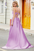 Laden Sie das Bild in den Galerie-Viewer, Trendiges A-Linie Spaghettiträger Pfauengrün Ballkleid mit Applikationen